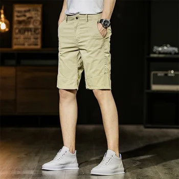 2023 חדש לגברים קיץ דק 100% כותנה מכנסיים קצרים מוצקים אופנה קוריאנית Slim Fit Capris ספורט גדולים למתוח לנשימה מזדמנים מכנסיים קצרים